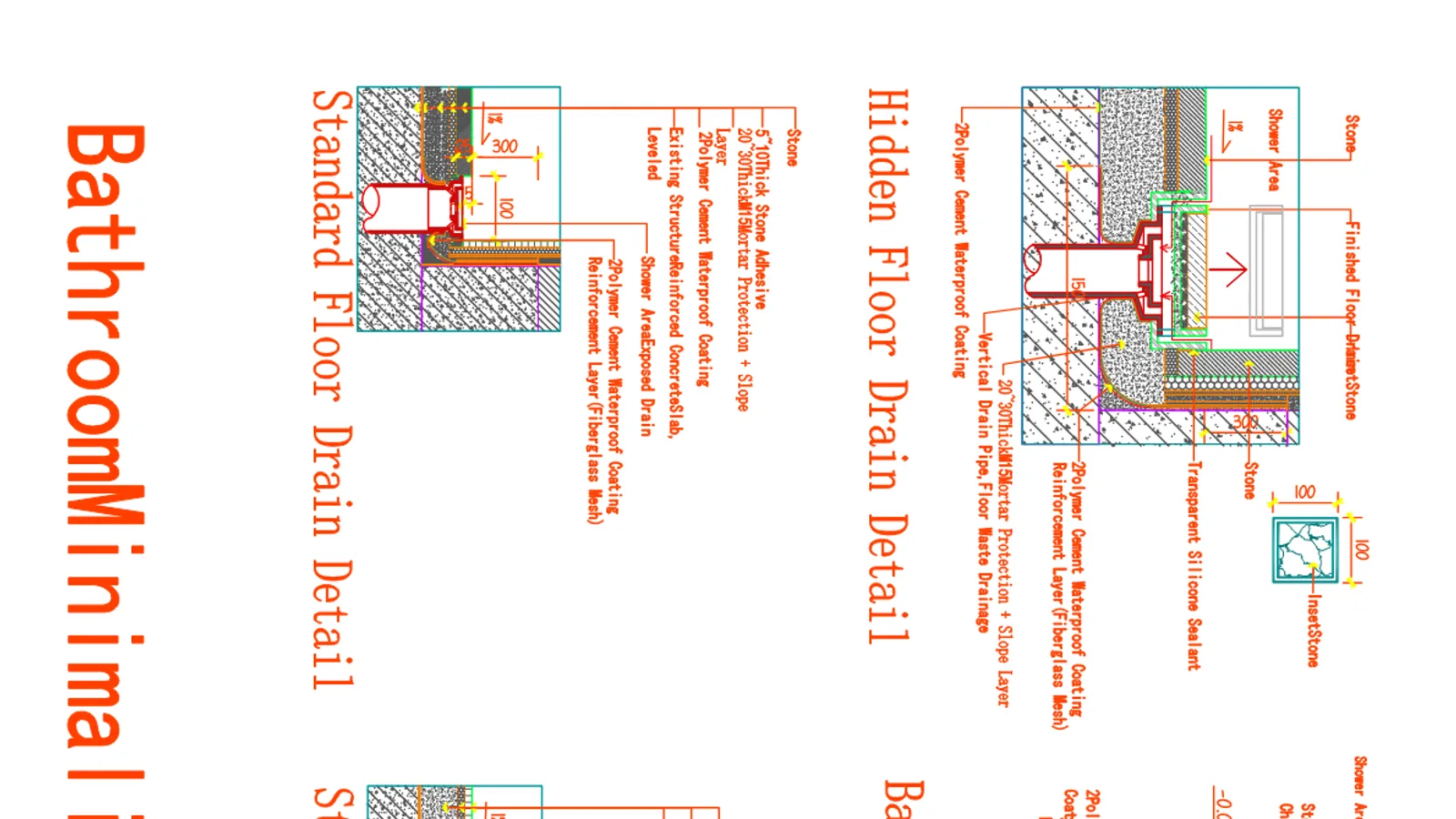 Shower Drain Construction Details: 4 CAD Sections Every Specifier Should Know